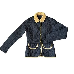 Barbour Beadnell Jacket Womens 4 Black Quilted Corduroy Collar
